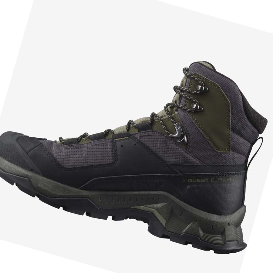 Tenis Senderismo Salomon QUEST ELEMENT GORE-TEX Hombre Negros Verde Oliva | MX 3549AHK